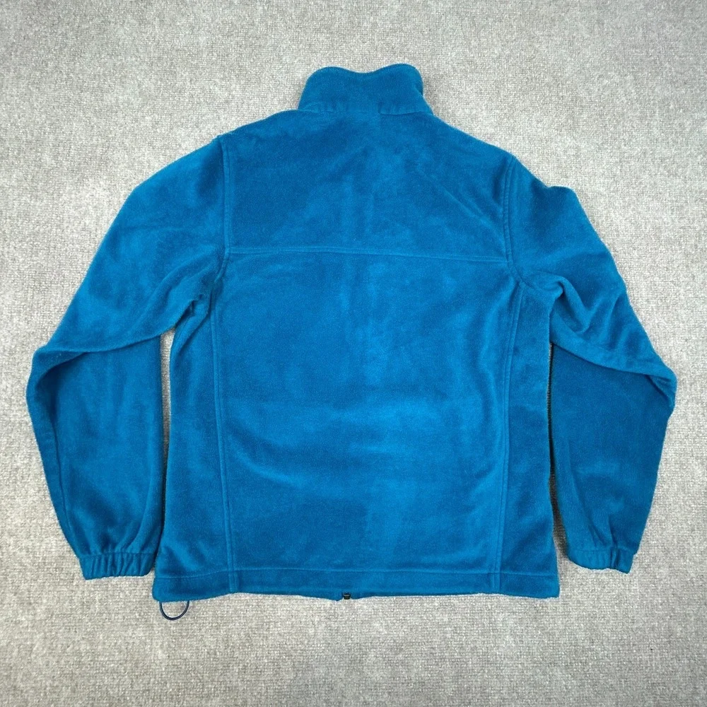 Columbia Mountain Fleece Jacket Mens Medium Blue Logo Mock Neck Full Zip Winter